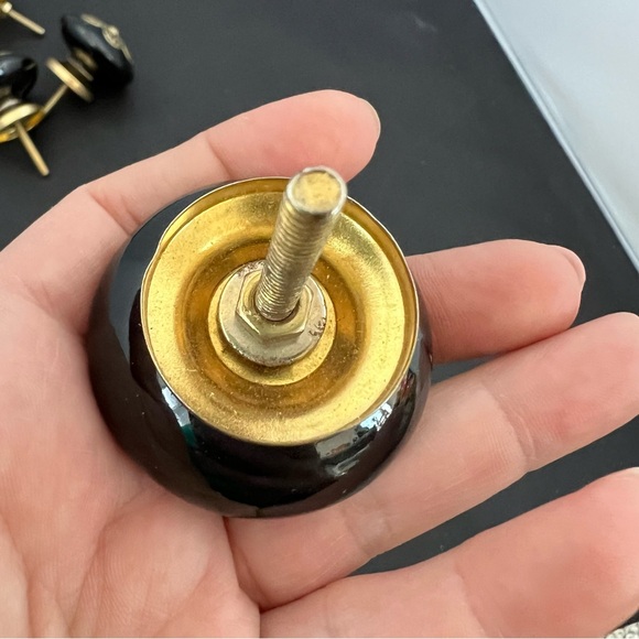 CASA DECOR BLACK DRAWER PULLS/KNOBS W GOLD  FILIGREE x4 - Picture 6 of 6